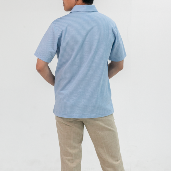 BLUE DELAVE TEXTURED JERSEY POLO SHIRT